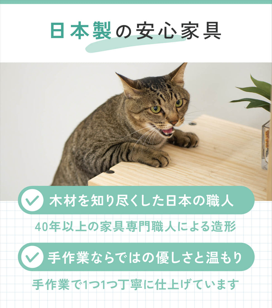 猫ハウス&キャットタワー 四角BOX⑤横扉 収納用 ｜ 猫のための木工所